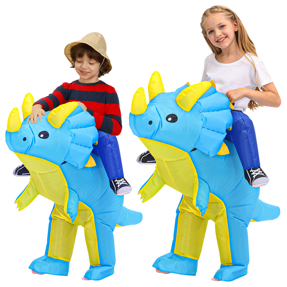 New Kids Inflatable Dinosaur Costume Boys Anime Triceratops Party Cosplay Costume Suit Carnival Halloween Costume For Child Girl