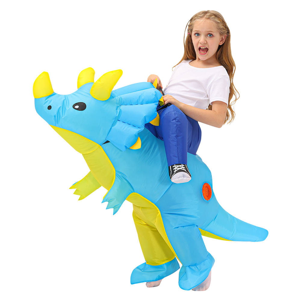New Kids Inflatable Dinosaur Costume Boys Anime Triceratops Party Cosplay Costume Suit Carnival Halloween Costume For Child Girl