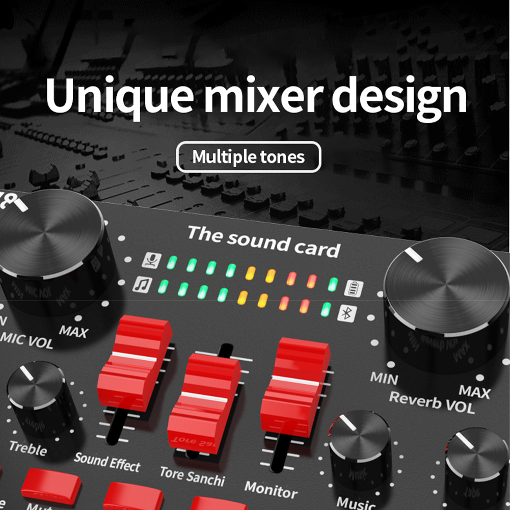 V8S Sound Card Live Broadcast DSP USB Rechargeable Music Recording External Stereo