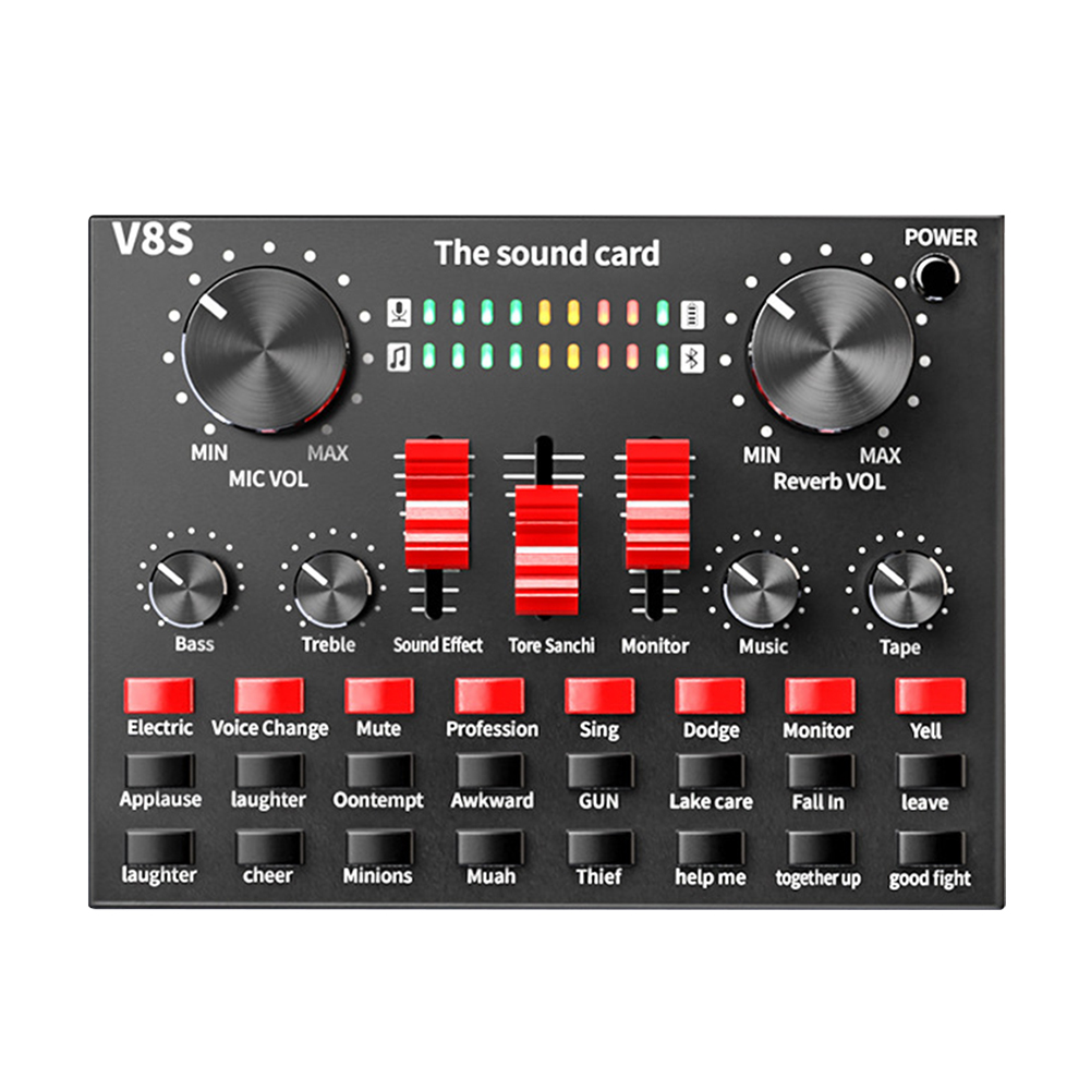 V8S Sound Card Live Broadcast DSP USB Rechargeable Music Recording External Stereo