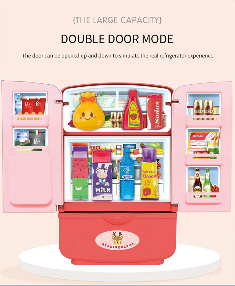 Children Play House Toys Simulation Fridge Toy Double Door Small Household Appliance Smart Refrigerator Educational Toy Kid Gift