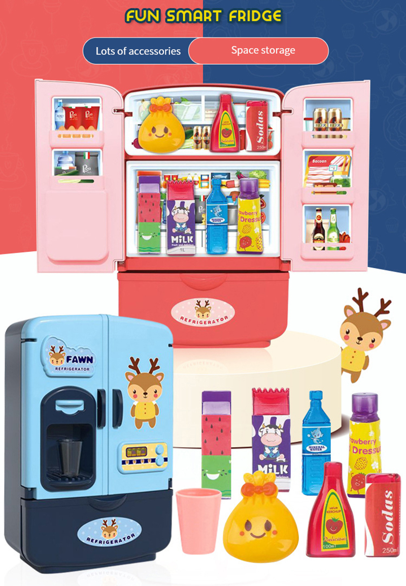 Children Play House Toys Simulation Fridge Toy Double Door Small Household Appliance Smart Refrigerator Educational Toy Kid Gift