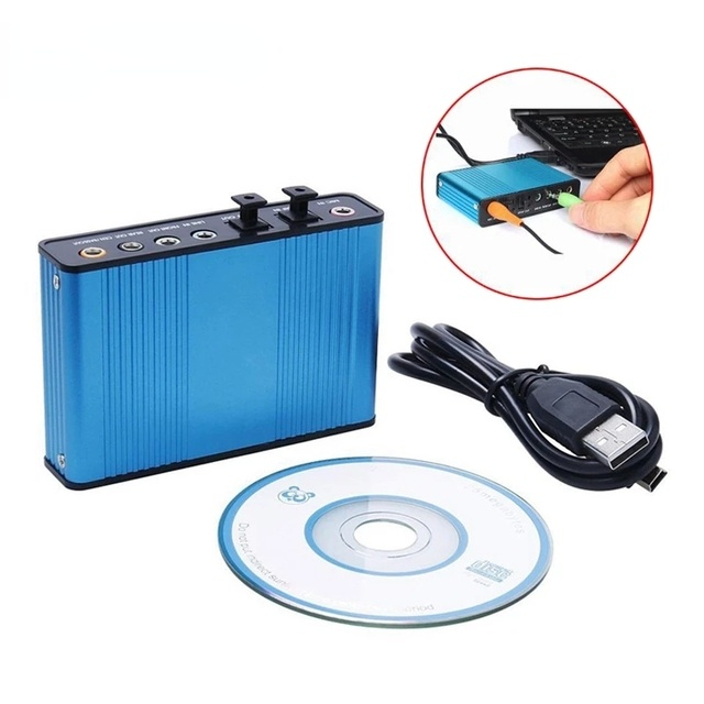Sound Card 6 Channel 5.1 Optical External Audio Card Converter CM6206 Chipset for Laptop Desktop
