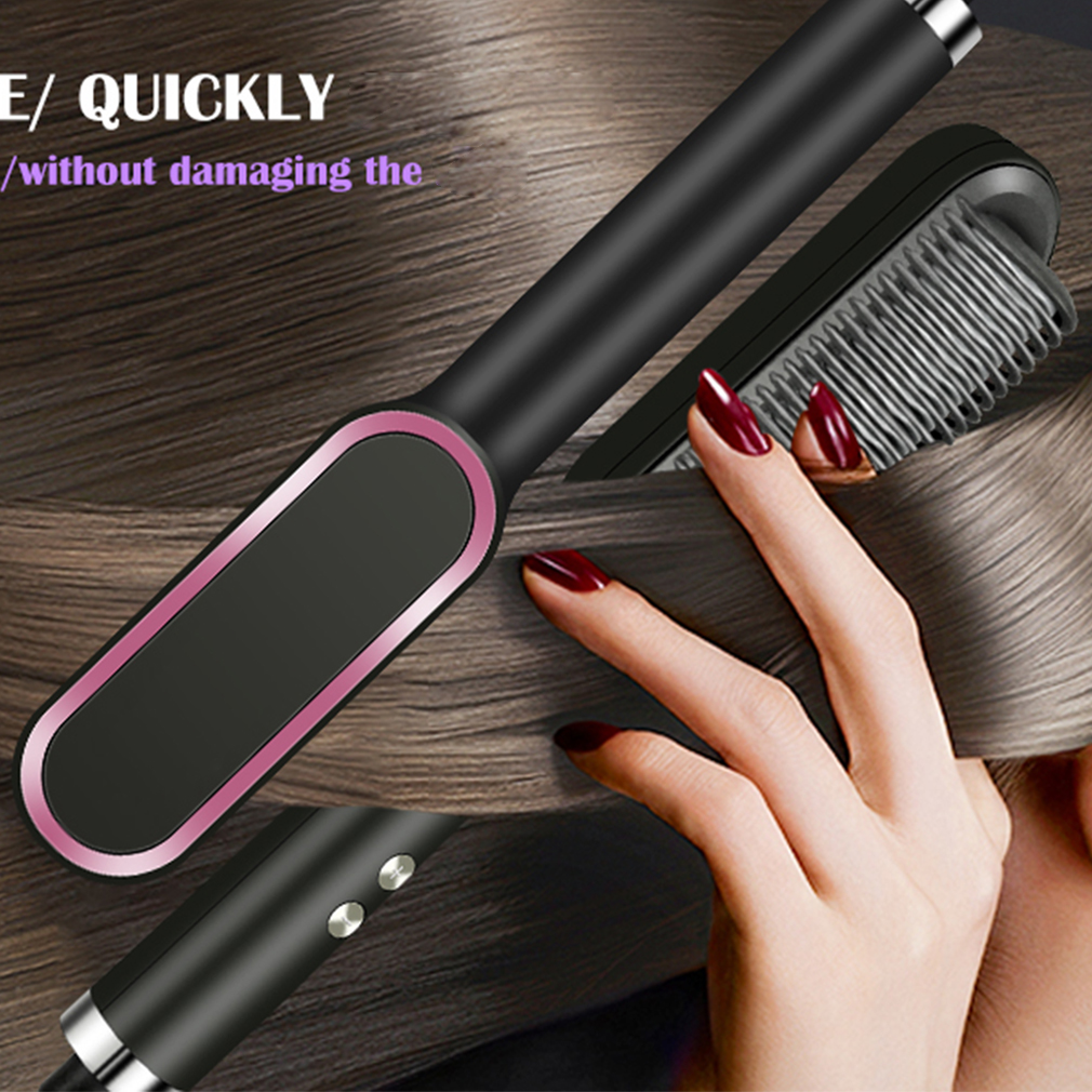 Professional Electric Hot Comb Hair Straightener Brush Heating Smooth Iron Comb Straightening Brush