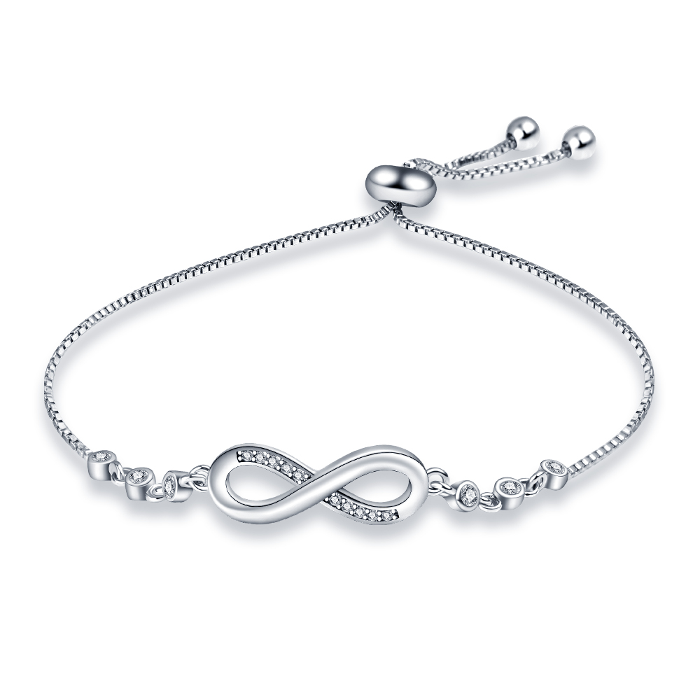 925 Sterling Silver Infinity Adjustable Bracelet For Women Hot Fashion 8 Word Bracelet For Gift CMB81