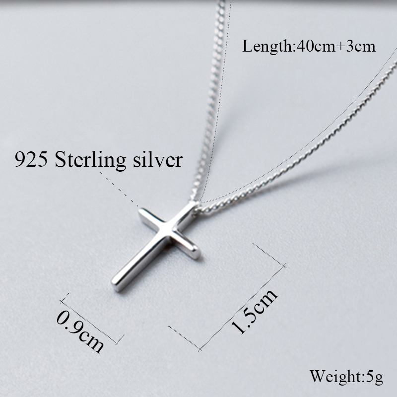 Fashion Simple Cross Pendant Necklace for Women Charm Link Chain 925 Sterling Silver Necklace Chokers Jewelry Gift