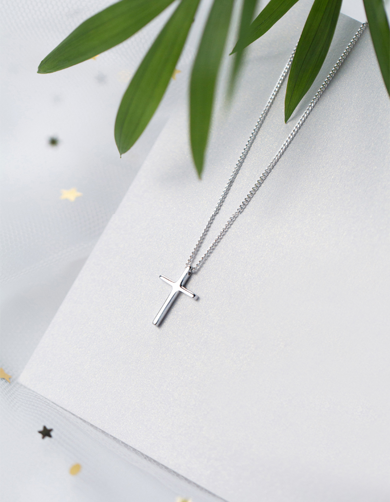 Fashion Simple Cross Pendant Necklace for Women Charm Link Chain 925 Sterling Silver Necklace Chokers Jewelry Gift