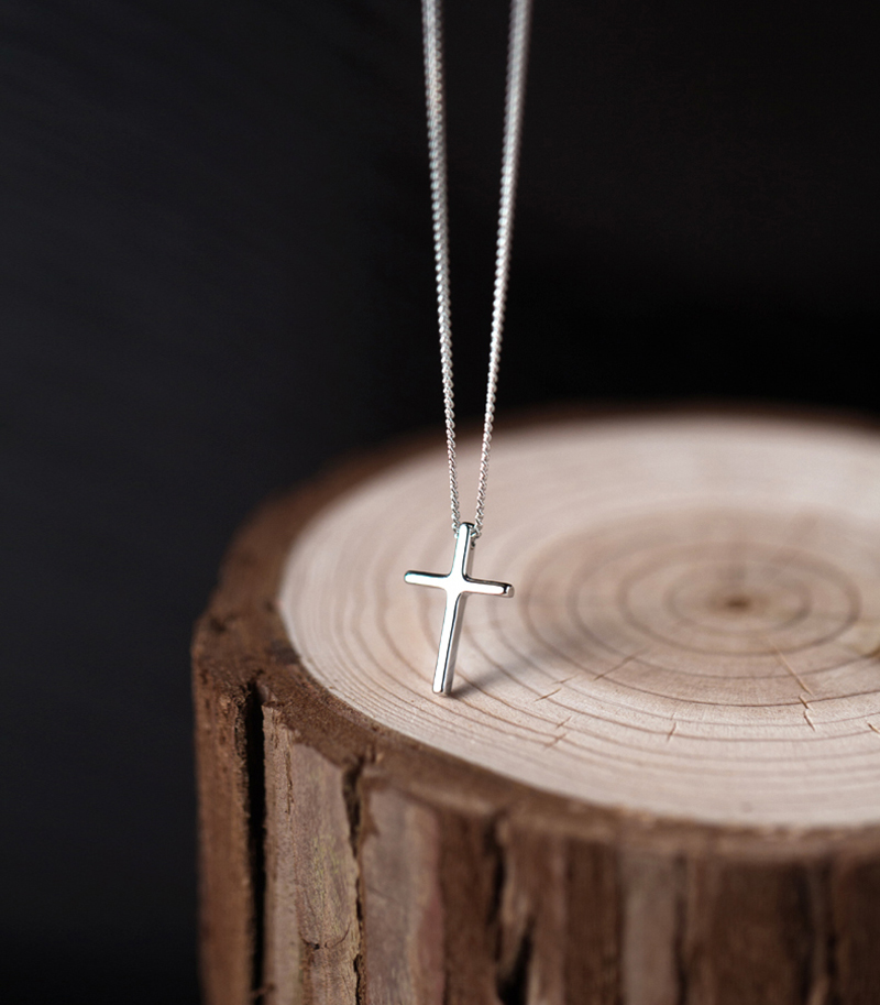 Fashion Simple Cross Pendant Necklace for Women Charm Link Chain 925 Sterling Silver Necklace Chokers Jewelry Gift
