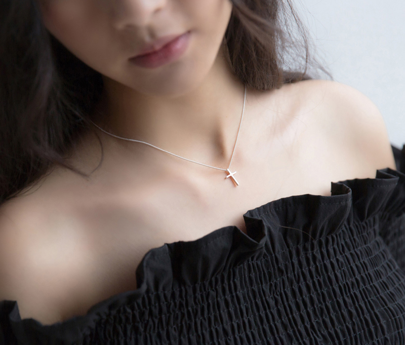 Fashion Simple Cross Pendant Necklace for Women Charm Link Chain 925 Sterling Silver Necklace Chokers Jewelry Gift