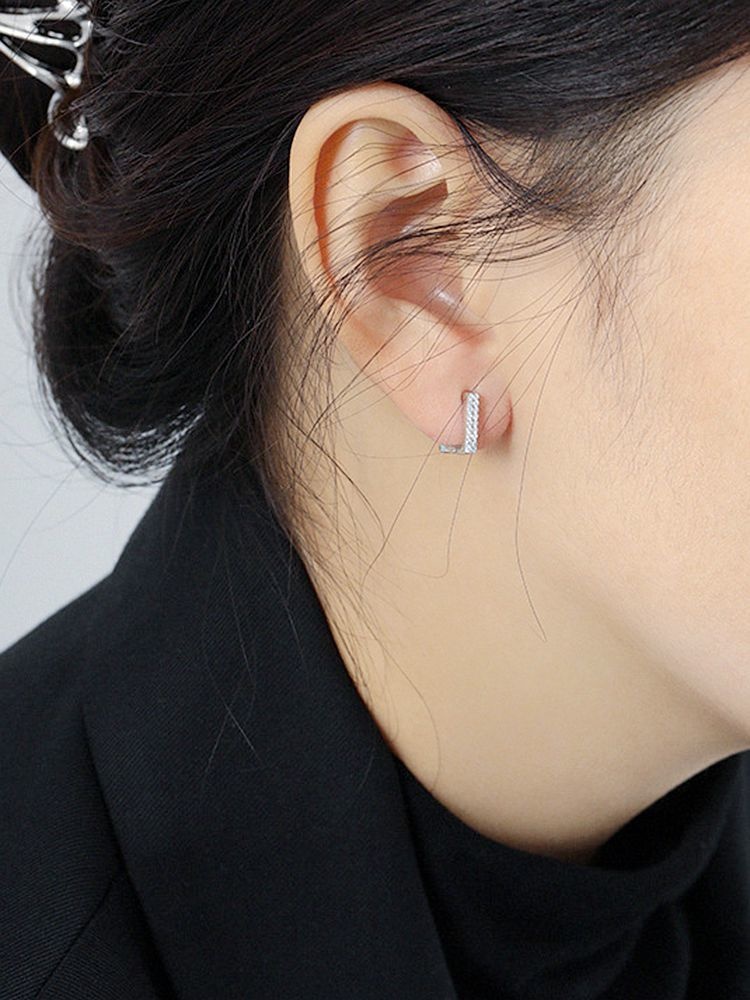 925 Pure Silver Hoop Earrings Dainty Safety Pin Geometric For Women Accessories Gothic Fine Jewelry  Minimalist