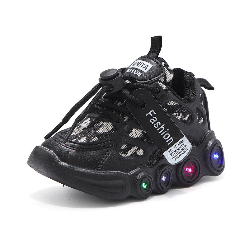 Children's casual sports shoes LED light shoes webbing mesh breathable luminous shoes for children 1-6 years old