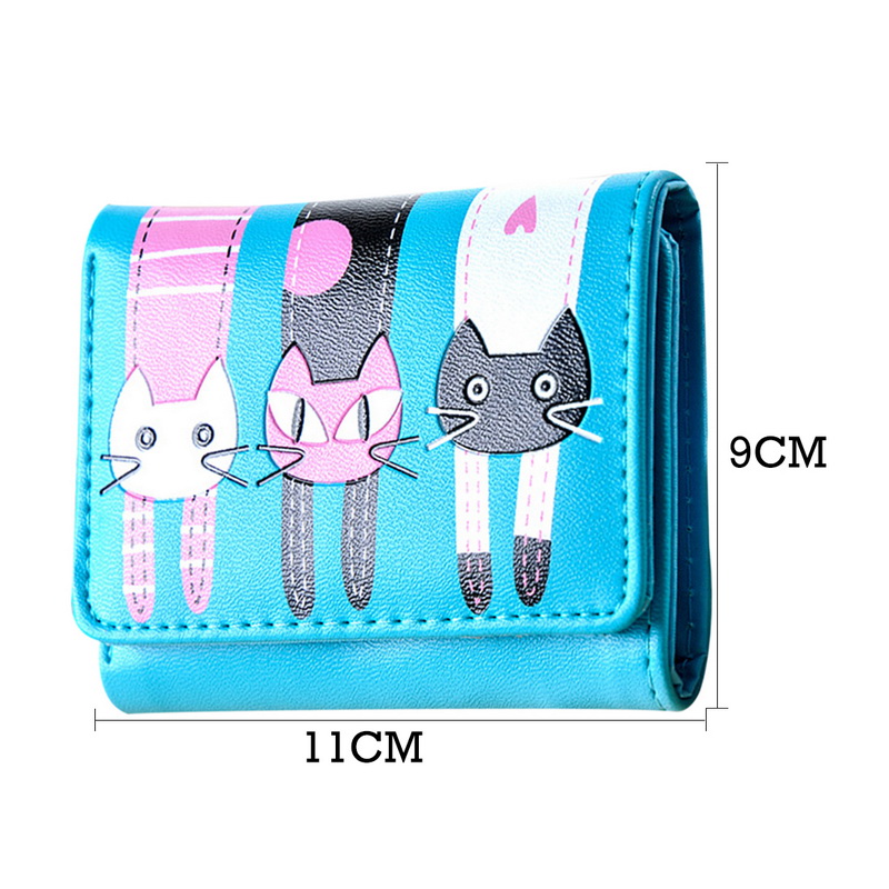 New Walleta Women Ladies Girls Cat Pattern Coin Purse Short Wallet Card Holders Lovely Cat Print