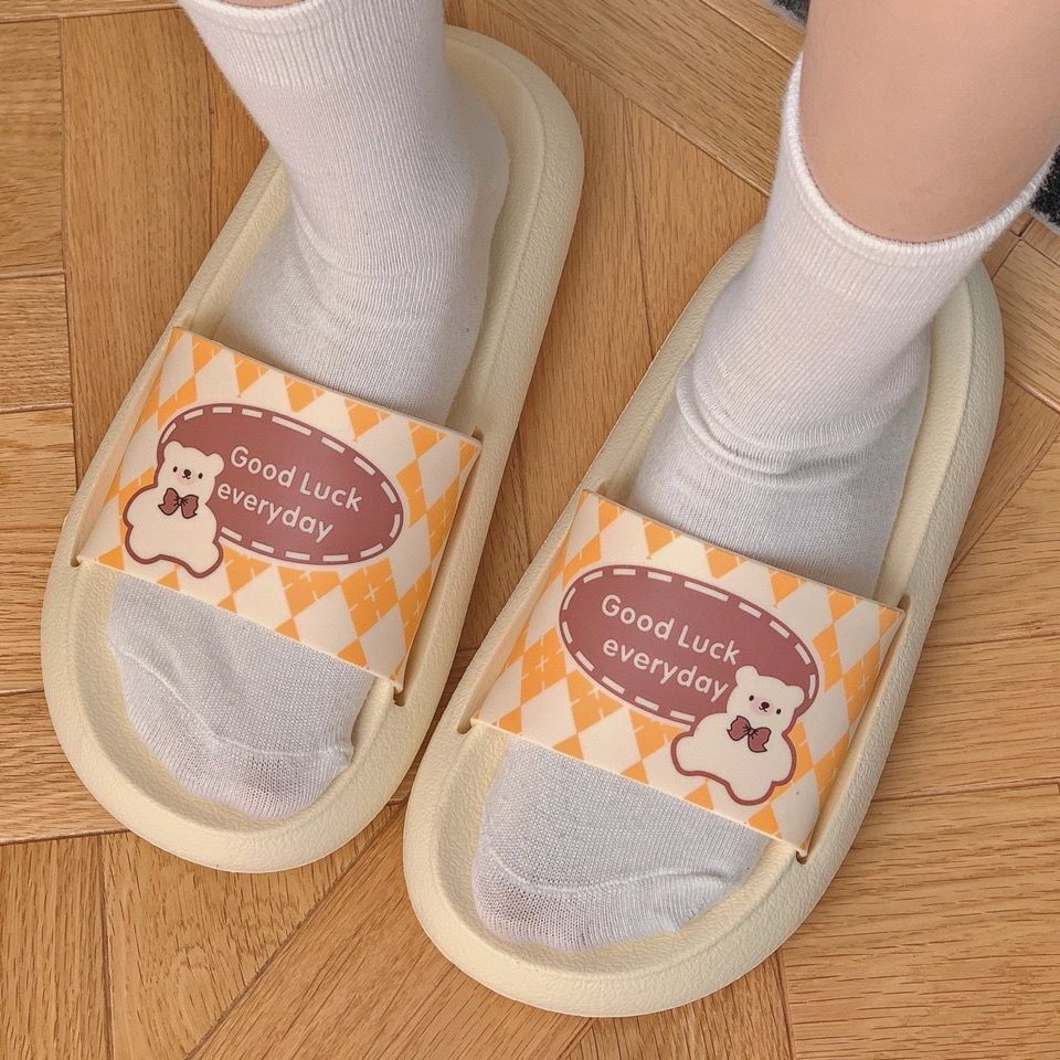 Fashion slippers female couple non-slip home bathroom sandals platform holiday