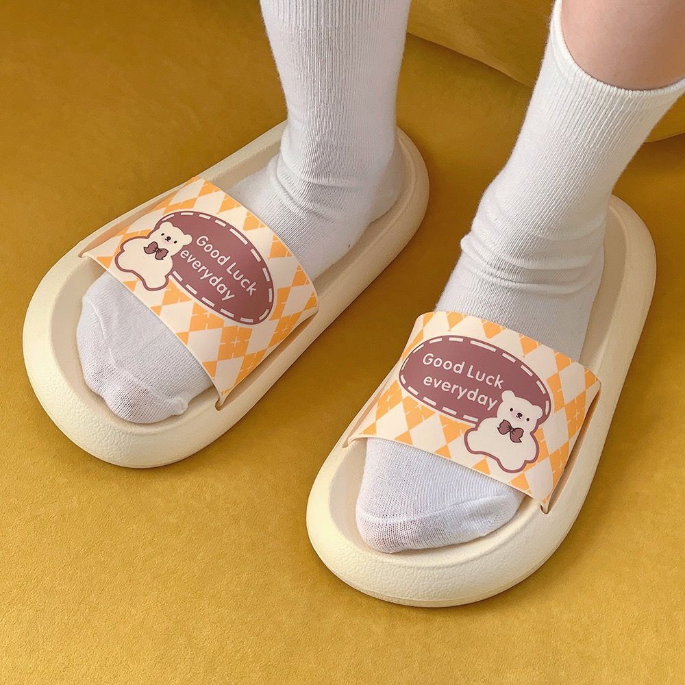 Fashion slippers female couple non-slip home bathroom sandals platform holiday