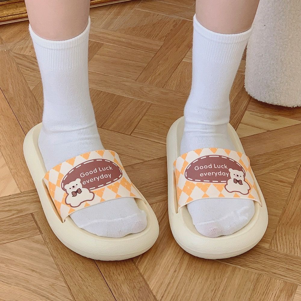Fashion slippers female couple non-slip home bathroom sandals platform holiday