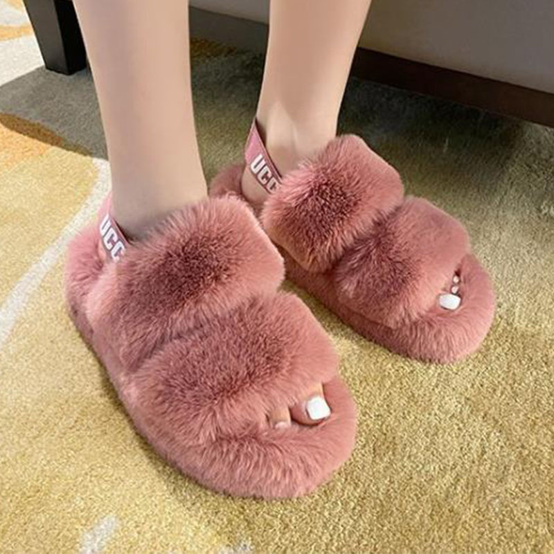 Winter indoor lady furry slippers thickened warm increase artificial wool home cotton towing high-end fashion fluffy