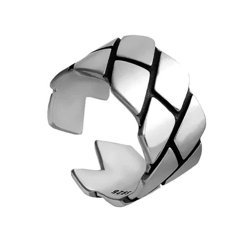 Opening Adjustable Ring Cracked Glossy Geometric Shape Ring Retro Rhombus