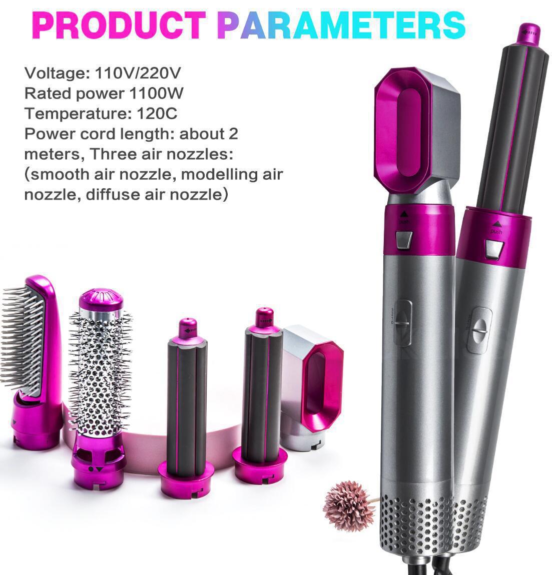 5 in 1 Hair Dryer Hot Comb Set Wet and Dry Professional Curling Iron Hair Straightener Styling Tool Hair Dryer Household