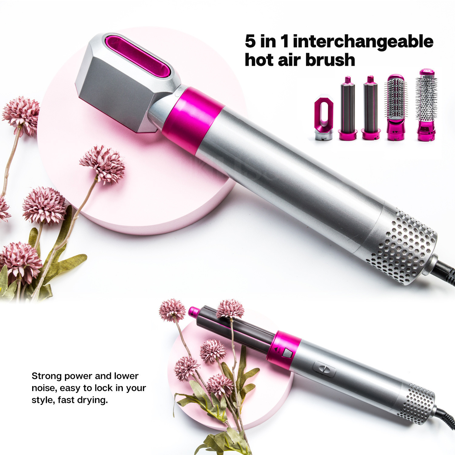 5 in 1 Hair Dryer Hot Comb Set Wet and Dry Professional Curling Iron Hair Straightener Styling Tool Hair Dryer Household