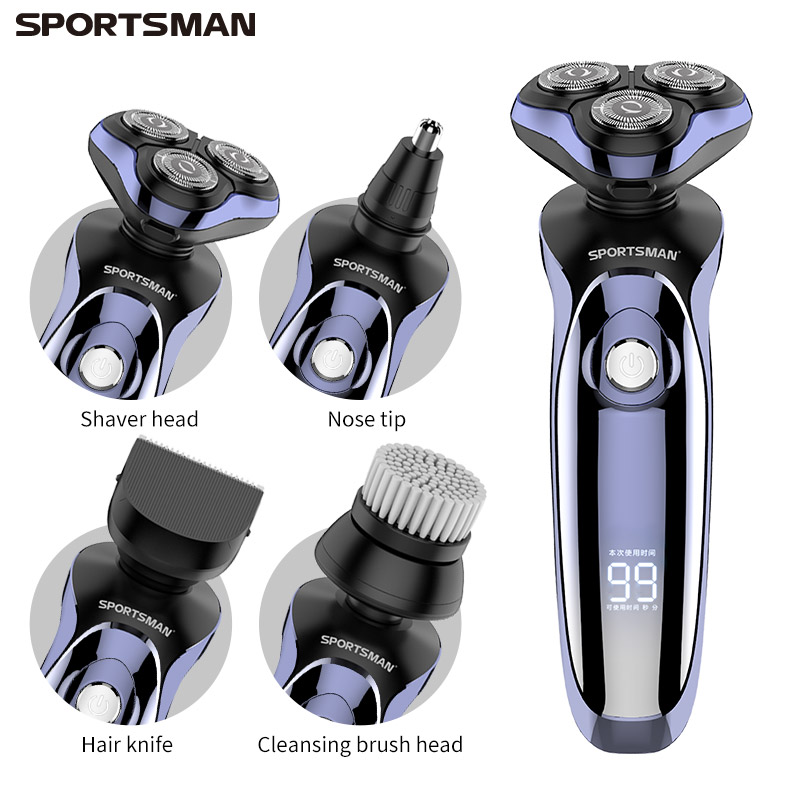 Electric Shaver Wet-Dry Dual Use Water Proof Electric Razor Nose Ear Hair Trimmer Rechargeable Shaving Machine for Men