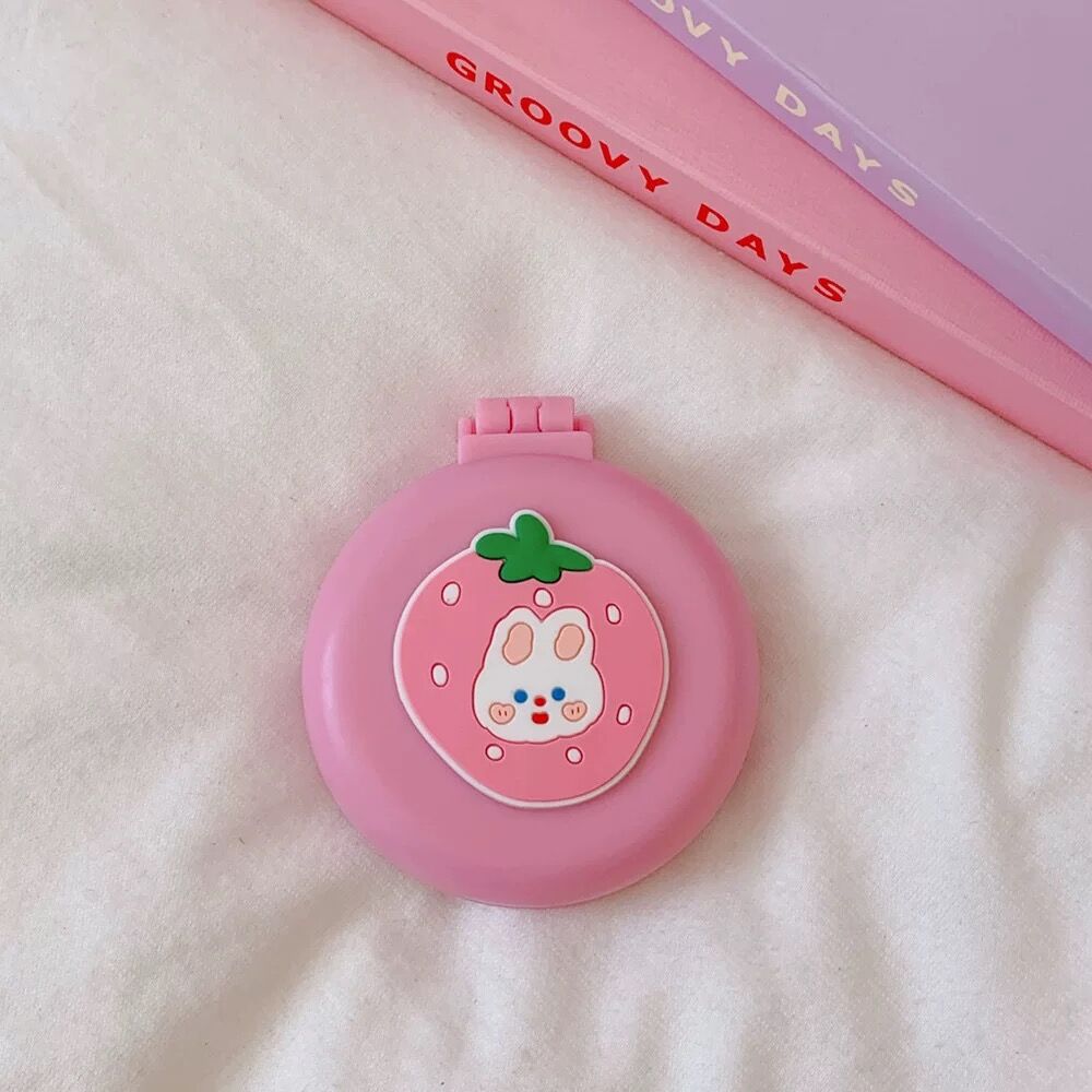 Kawaii Mirror with Air Cushion Comb Japanese Cartoon Massage Comb Girl Portable Air Cushion Mirror
