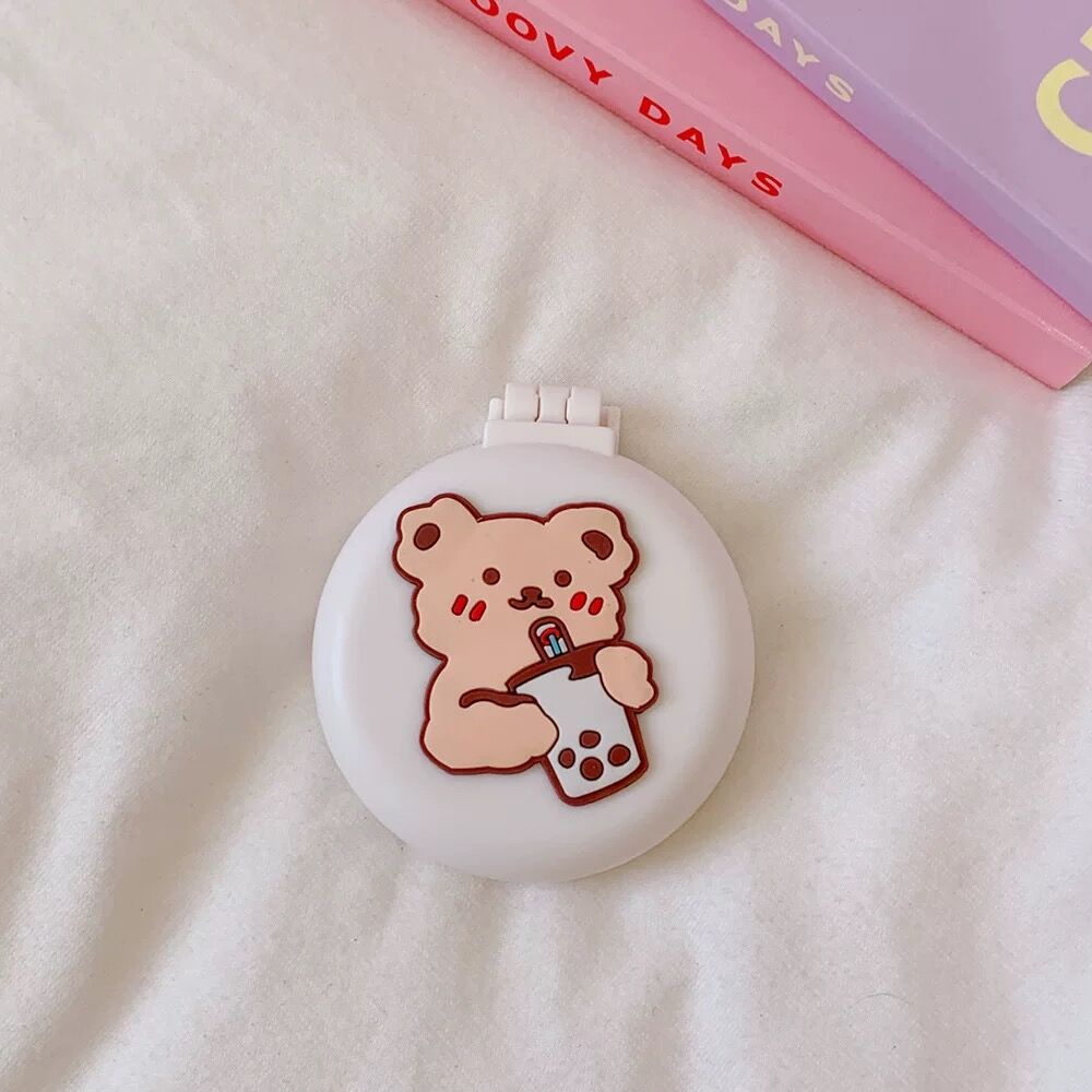Kawaii Mirror with Air Cushion Comb Japanese Cartoon Massage Comb Girl Portable Air Cushion Mirror
