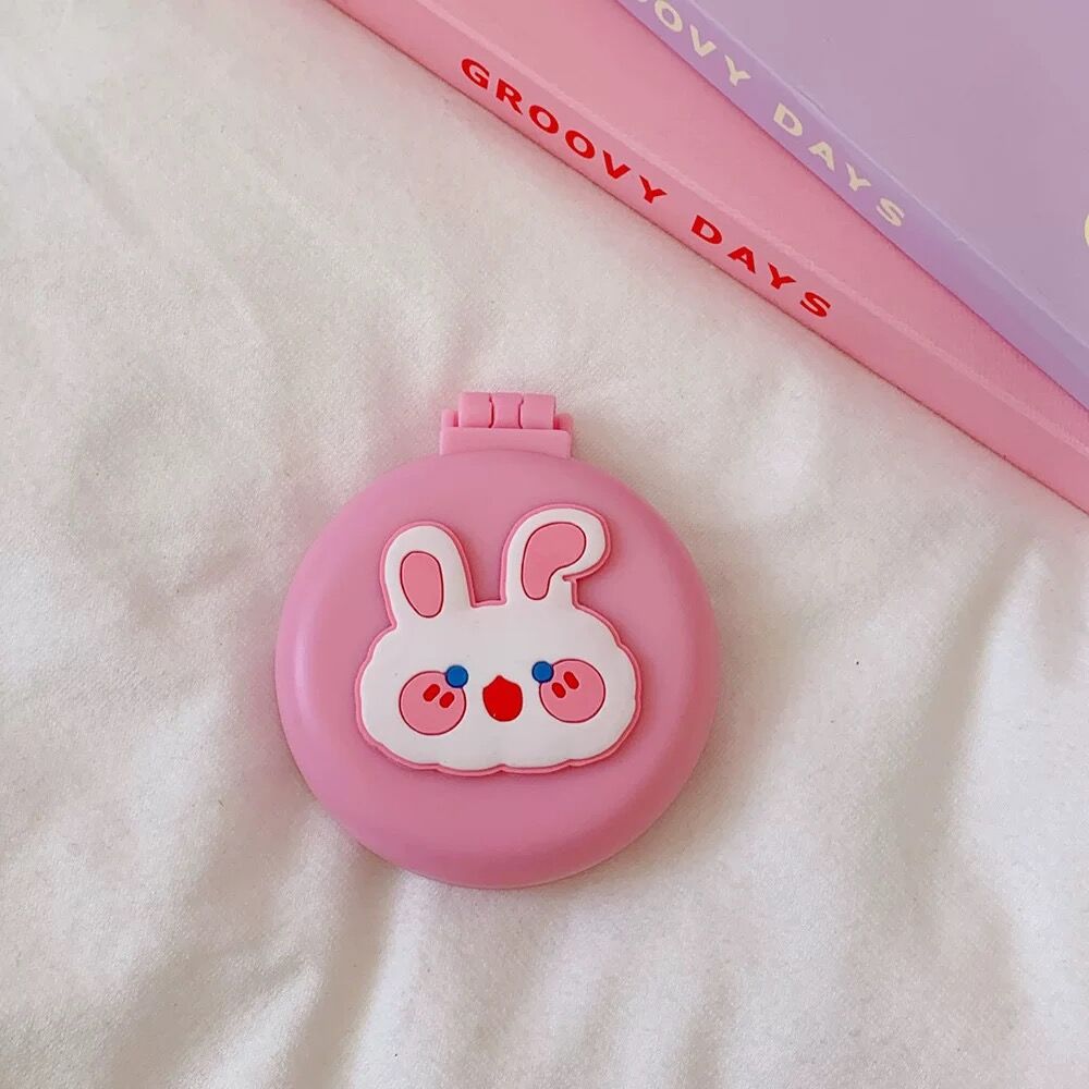 Kawaii Mirror with Air Cushion Comb Japanese Cartoon Massage Comb Girl Portable Air Cushion Mirror