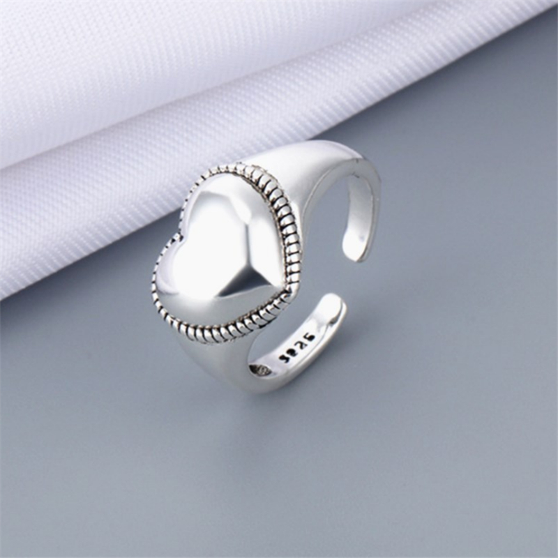 New Fashion S925 Thai Silver Love Heart Finger Ring Best Gift For Girlfriend Vintage Opening Knuckle Rings Women Fine Jewelry