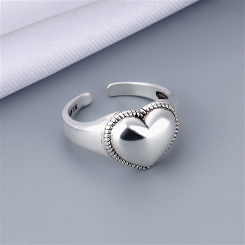 New Fashion S925 Thai Silver Love Heart Finger Ring Best Gift For Girlfriend Vintage Opening Knuckle Rings Women Fine Jewelry