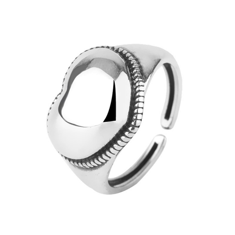 New Fashion S925 Thai Silver Love Heart Finger Ring Best Gift For Girlfriend Vintage Opening Knuckle Rings Women Fine Jewelry