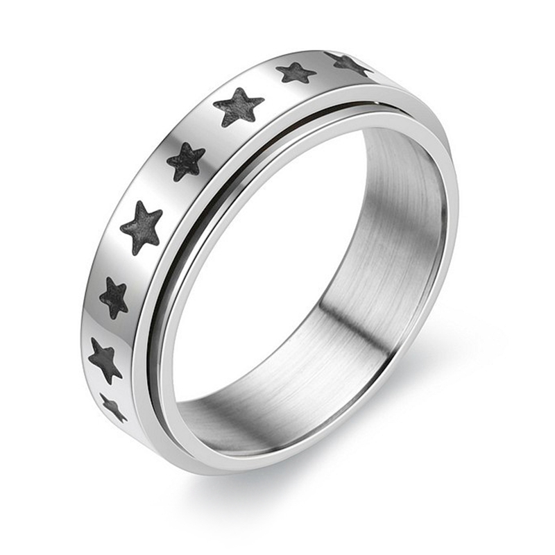 Stainless Steel Fidget Spinner Rings Moon Star Sun Fine Tuning Rotating Ring Boho Jewelry Gift Lucky Worry Ring For Anxiety