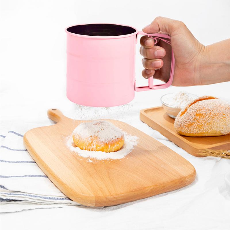 1 Pcs Stainless Steel Sieve Cup Powder Flour Baking Tool Icing Sugar Mesh Sieve Colander Crank Sifter Kitchen Tools Cocina Knife