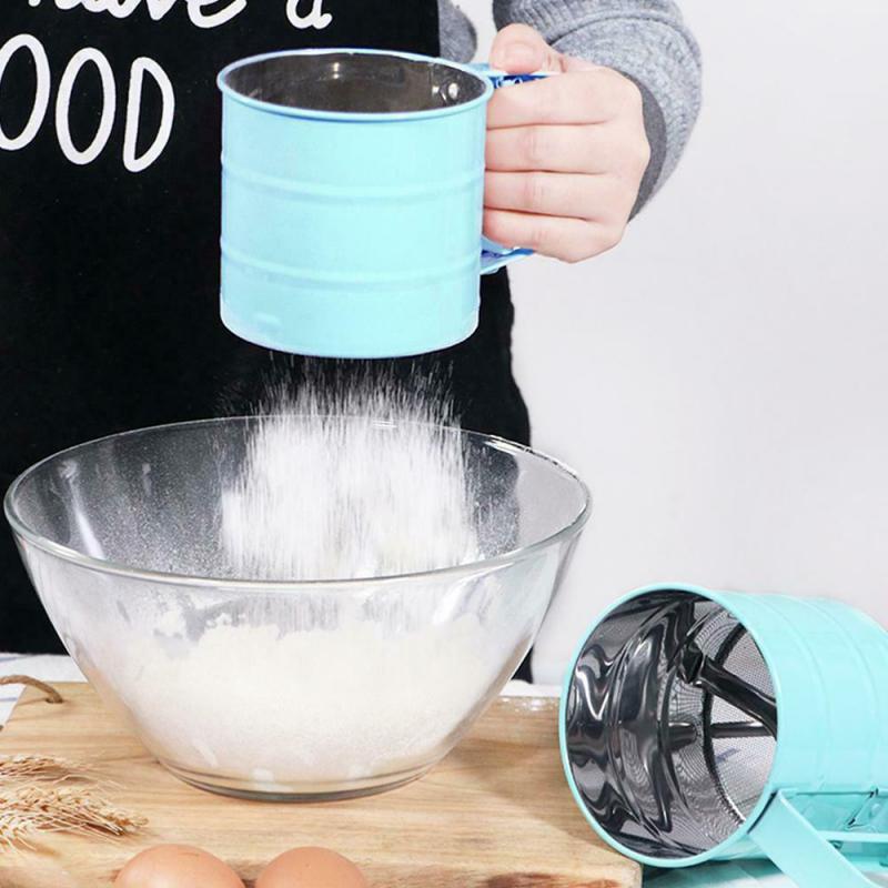 1 Pcs Stainless Steel Sieve Cup Powder Flour Baking Tool Icing Sugar Mesh Sieve Colander Crank Sifter Kitchen Tools Cocina Knife