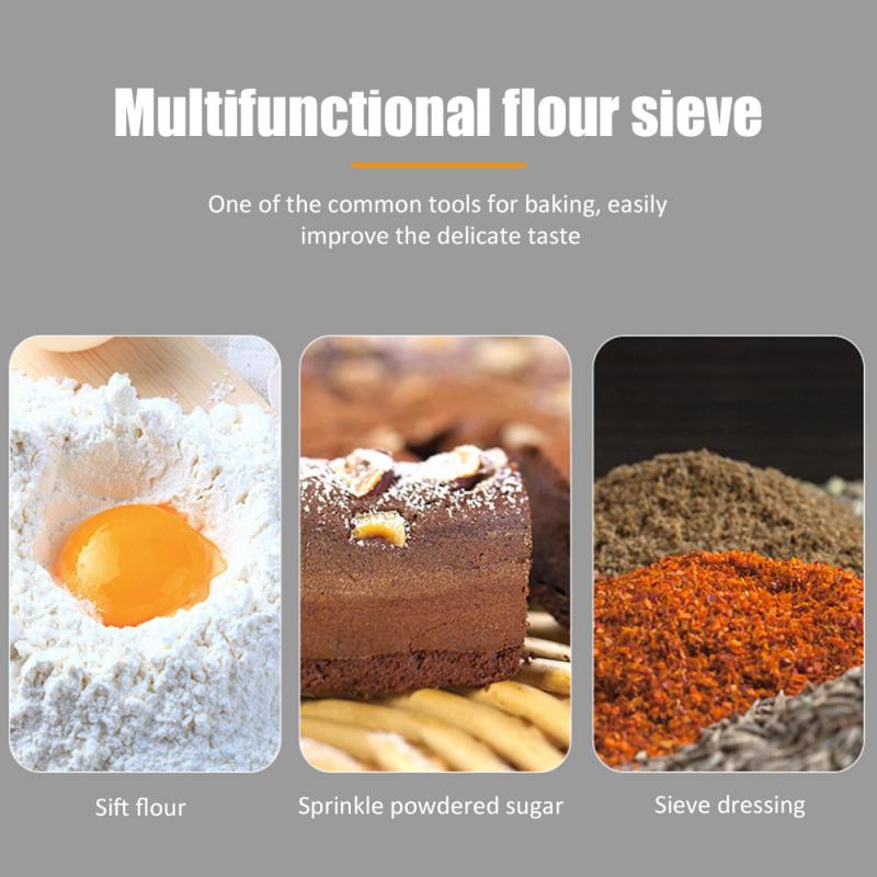 1 Pcs Stainless Steel Sieve Cup Powder Flour Baking Tool Icing Sugar Mesh Sieve Colander Crank Sifter Kitchen Tools Cocina Knife