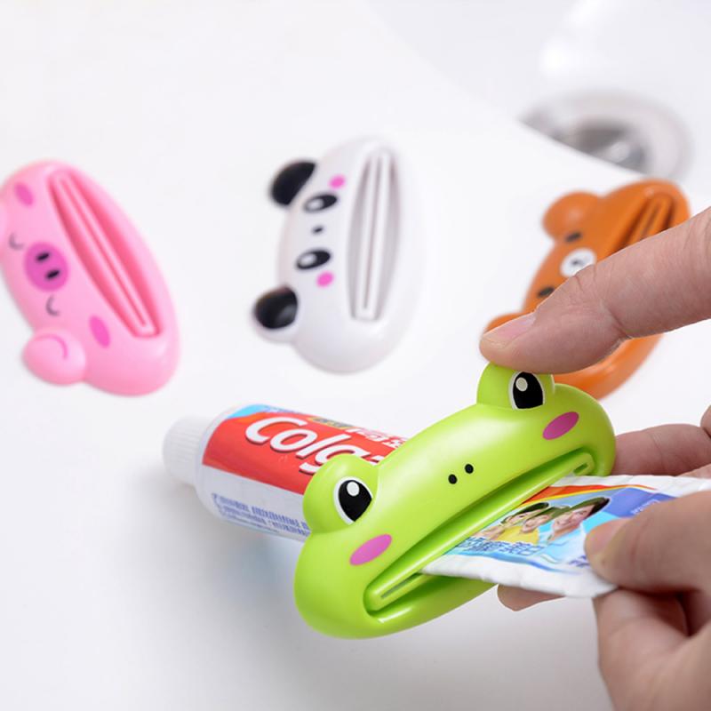 For Home Bathroom 4 Pcs Animal Easy Toothpaste Dispenser Plastic Tooth Paste Tube Toothpaste Squeezer Rolling Holder