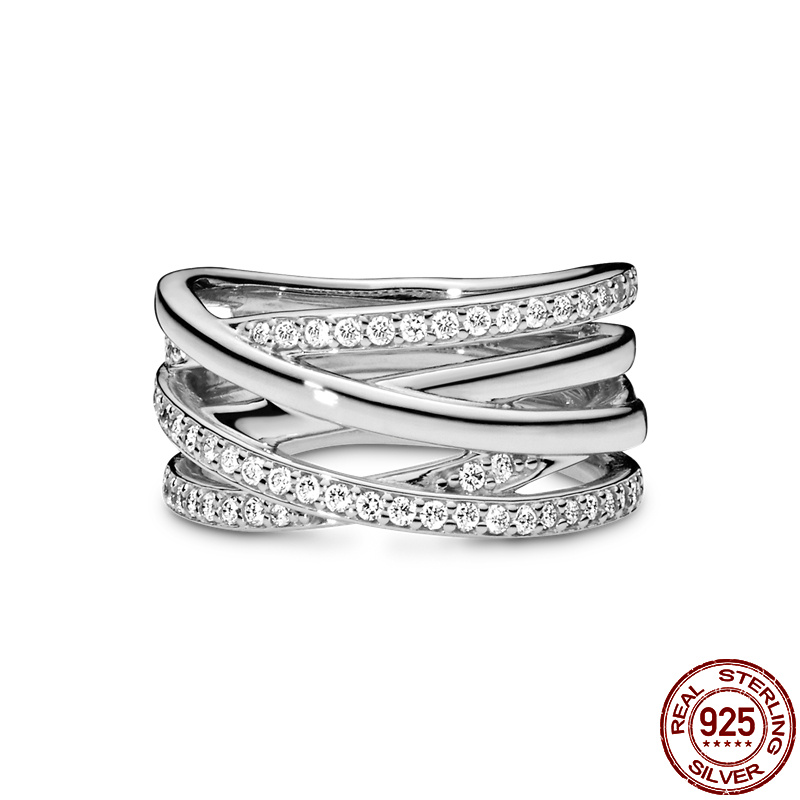 Hot Sale 925 Sterling Silver Rings For Women Brilliant Polished Line Ring Making Jewelry Gift Party Engagement