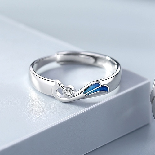 Fashionable Couple Plated Epoxy Phoenix Theme Couple Adjustable Rings Love Anniversary Gift
