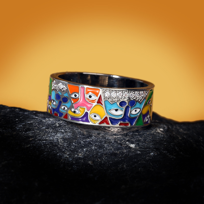2022 New Rings For Women White CZ Handmade Enamel Lovely Cat Unique Trendy Ring Party Fashion Jewelry  gift
