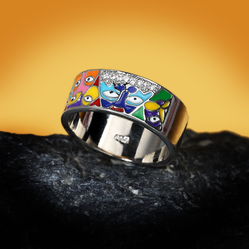2022 New Rings For Women White CZ Handmade Enamel Lovely Cat Unique Trendy Ring Party Fashion Jewelry  gift