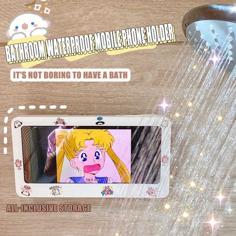 Bathroom Waterproof Mobile Phone Case Holder Shower Bath Room Toilet Wall Hanging Storage Rack Waterproof Smartphone Organizer