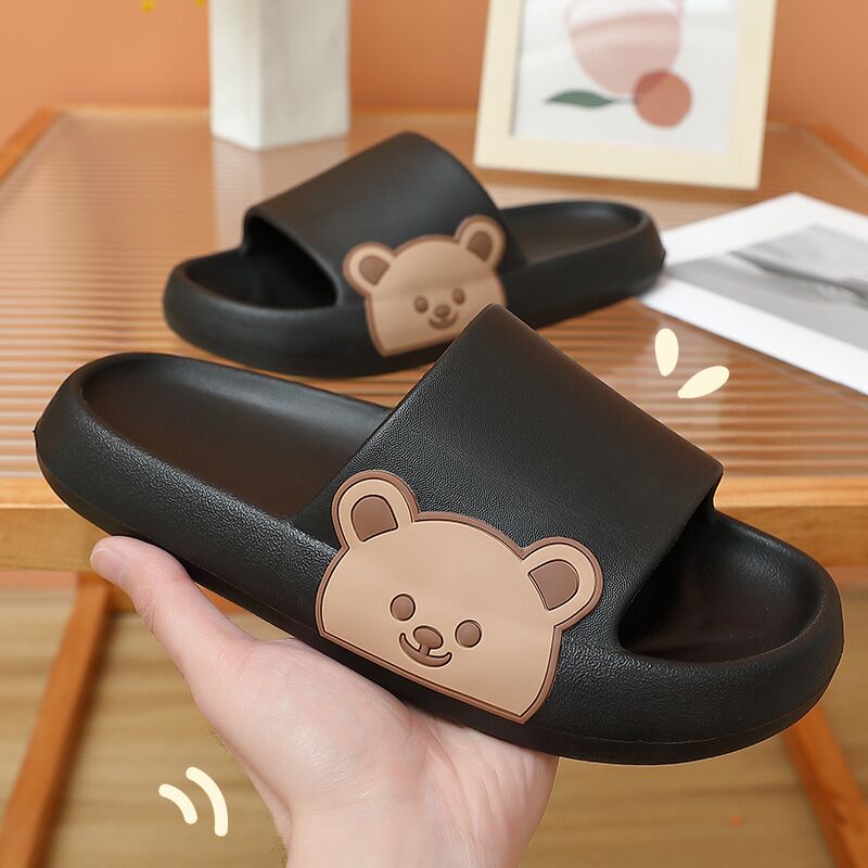 Bear Slippers Funny Kawaii Shoes Women's Summer Flip-Flops Beach Sandals Thick Platform Soft Cozy Casual Home Slippers
