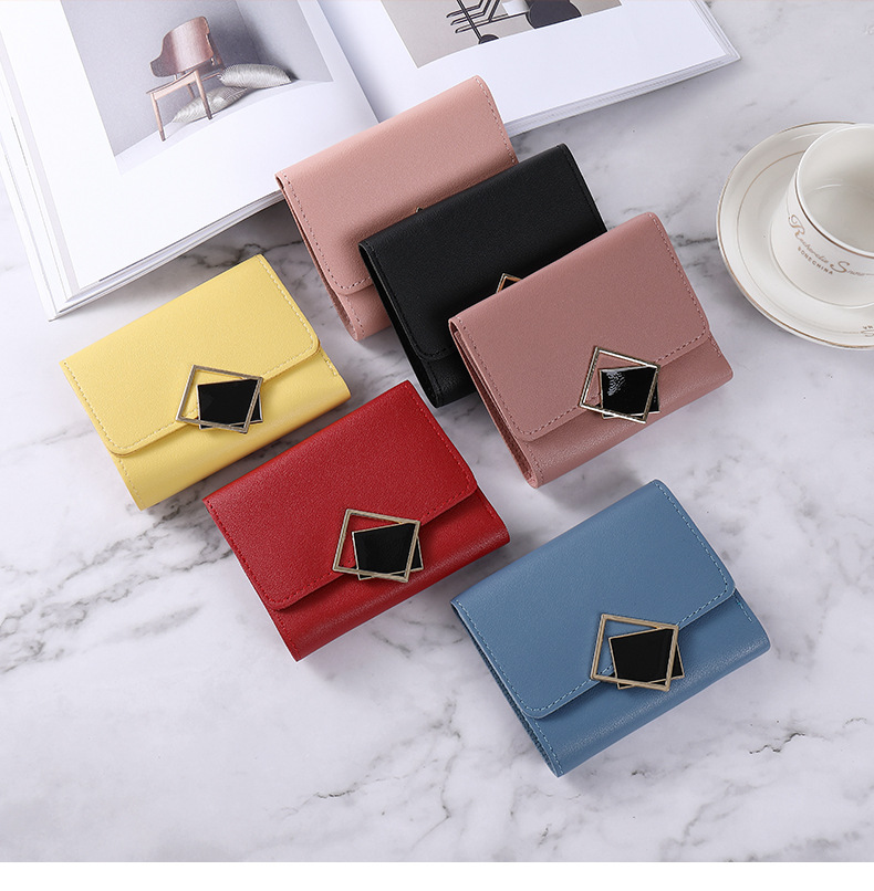 Small Wallet Female Short New Fresh Three-fold Multi-card Slot Large-capacity Anti-demagnetization Student Coin Purse Female