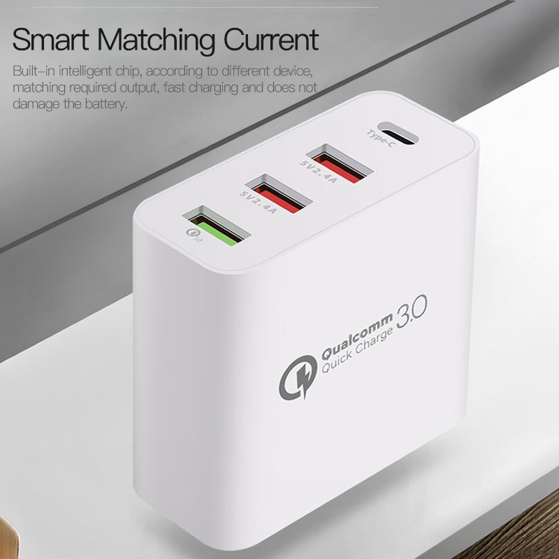 45W USB C Charger 4 Ports Fast Charging 3.0 Power Adapter Block Wall Charger For phone