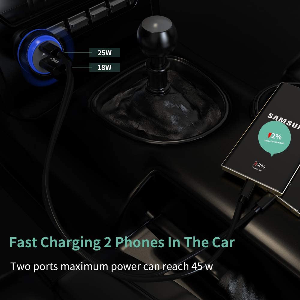USB Car Charger 25W PPS PD 18W QC 3.0 Super Fast Charging for phone