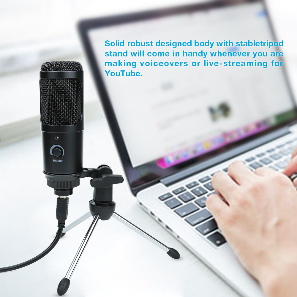 Professional Condenser Microphone PC Studio USB Microphone for Computer Gaming Streaming Video Mic Podcasting Recording Microfon
