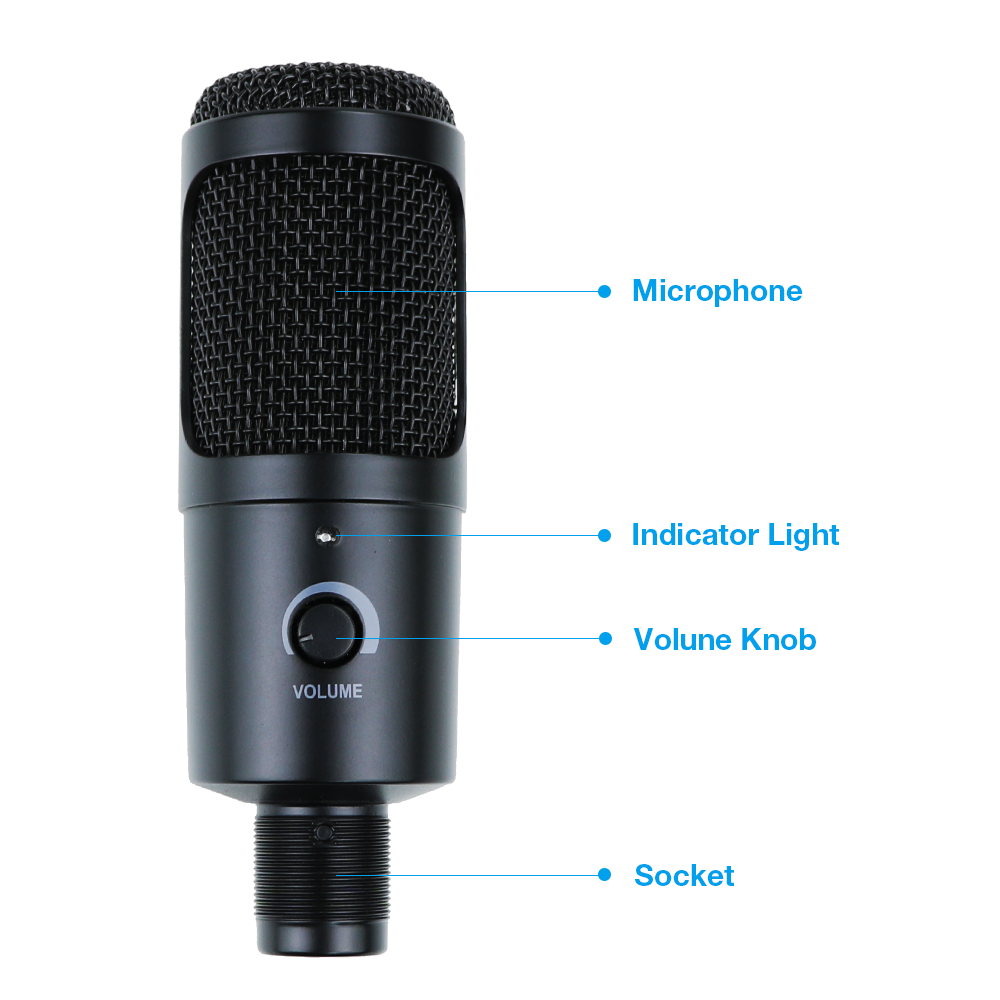 Professional Condenser Microphone PC Studio USB Microphone for Computer Gaming Streaming Video Mic Podcasting Recording Microfon
