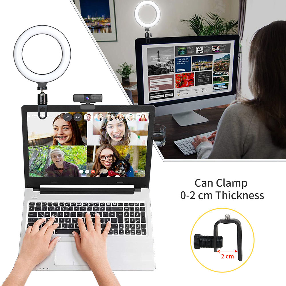 Ring Light LED Lamp Lighting With Clip On Laptop Computer For Video Conference Zoom Webcam Chat Live Streaming Youtube