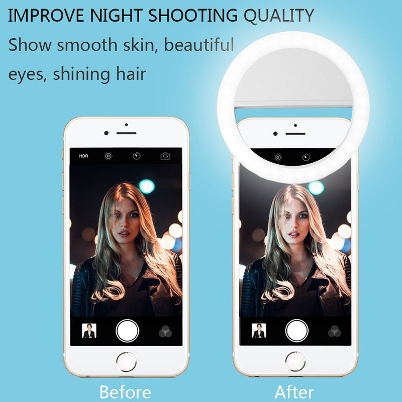 36 LED Portable Light Night Phone Flash Light Led Camera Clip-on Mobile Phone Selfie Ring Light Video Usb Charging For All Phone