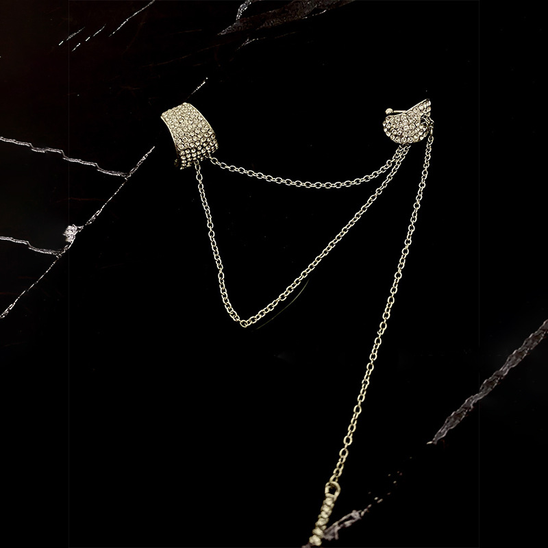 Long Tassel Crystal Earrings for Women Geometric Rhinestone Ear Clip Earrings Fashion Jewelry Party Gifts