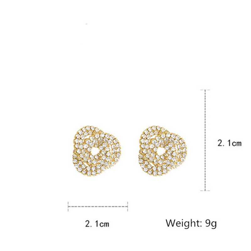Small Circle Stud Earrings for Women Semicircle Rhinestones Earrings Weddings Party Jewelry